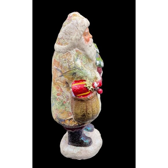 VTG 1980s Santa Claus Father Decoupage Christmas Figurine Decor Tinsel Tree 9’‘ - Picture 2 of 6